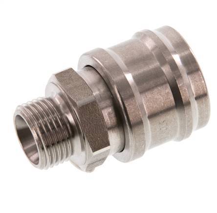 RVS DN 7.2 (Euro) Luchtkoppeling Snelkoppeling G 3/8 inch Buitendraad Double Shut-Off