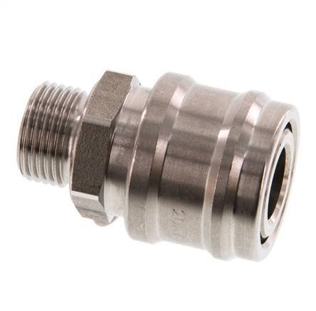 RVS DN 7.2 (Euro) Luchtkoppeling Snelkoppeling G 3/8 inch Buitendraad Double Shut-Off