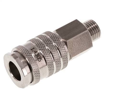 Stainless steel DN 7.8 Air Coupling Socket G 1/4 inch Male Double Shut-Off