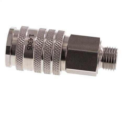 RVS DN 7.8 Luchtkoppeling Snelkoppeling G 1/4 inch Buitendraad Double Shut-Off