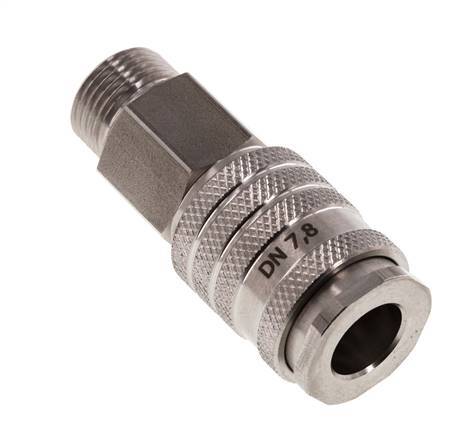 RVS DN 7.8 Luchtkoppeling Snelkoppeling G 3/8 inch Buitendraad Double Shut-Off