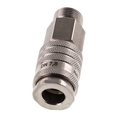 RVS DN 7.8 Luchtkoppeling Snelkoppeling G 3/8 inch Buitendraad Double Shut-Off