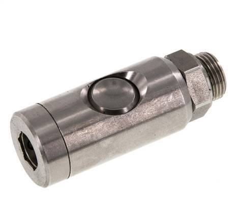 RVS 316L DN 7.4 Safety Luchtkoppeling Snelkoppeling met Drukknop G 3/8 inch Buitendraad