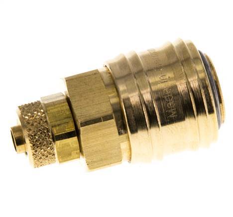 Messing DN 7.2 (Euro) Luchtkoppeling Snelkoppeling 6x8 mm Push-On Double Shut-Off