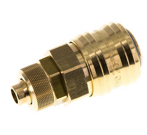 Brass DN 7.2 (Euro) Air Coupling Socket 8x10 mm Union Nut Double Shut-Off