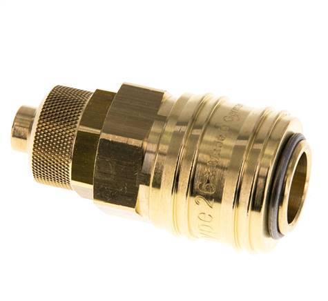 Brass DN 7.2 (Euro) Air Coupling Socket 8x10 mm Union Nut Double Shut-Off