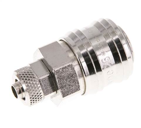 Vernikkeld Messing DN 7.2 (Euro) Luchtkoppeling Snelkoppeling 6x8 mm Push-On Double Shut-Off