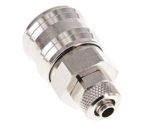 Vernikkeld Messing DN 7.2 (Euro) Luchtkoppeling Snelkoppeling 6x8 mm Push-On Double Shut-Off