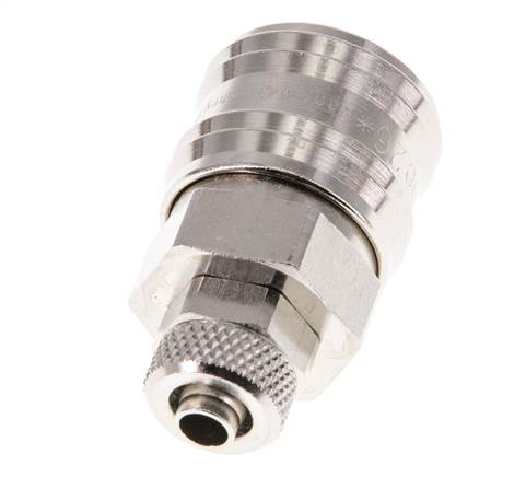 Vernikkeld Messing DN 7.2 (Euro) Luchtkoppeling Snelkoppeling 6x8 mm Push-On Double Shut-Off