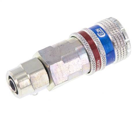 Steel/brass DN 7.6 (7.2 Euro) Safety Air Coupling Socket 6.5x10 mm (streamline) Union Nut