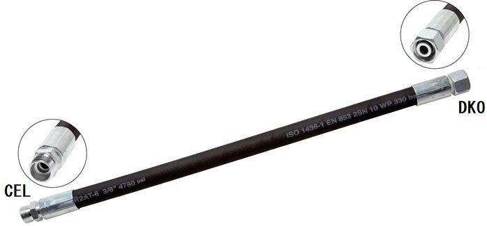 2SN Hydrauliek slang met M18×1.5 DKO/CEL Fitting 315 bar Werkdruk 2 m