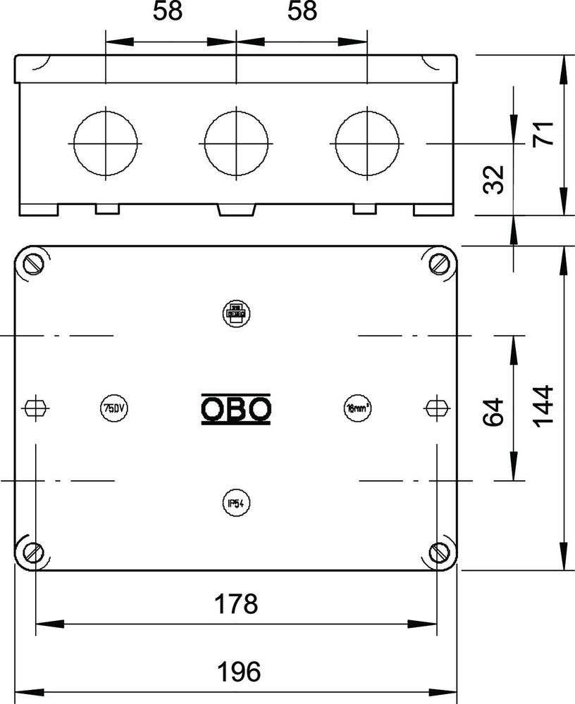 OBO B Opbouw wand-/plafonddoos - 2002523