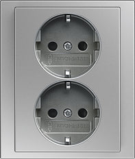 ABB Busch-Jaeger Pure Roestvrij Staal Wandstopcontact (WCD Schakelmateriaal) - 2TKA00003922