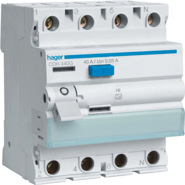 Hager Apparaat met Hoge Immuniteitsresiduele stroom - CDH440G