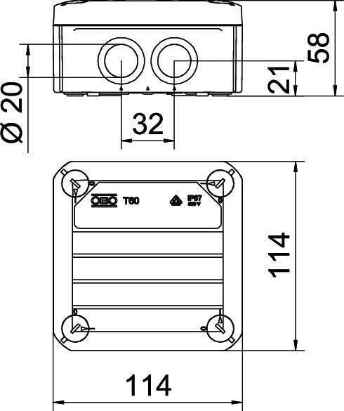 OBO T-Box Surface Mounted Box Wall/Ceiling - 2007910 [5 Pieces]