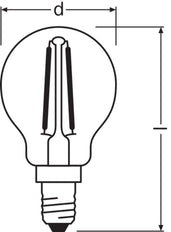 Led Classic P14 Filament Duidelijke Bol 2.5W 827 - 4099854069215 [2 Stuks]