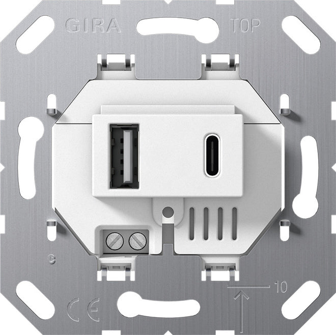 Gira USB-voeding 2-poorts wandcontactdoos type A/C wit - 234900