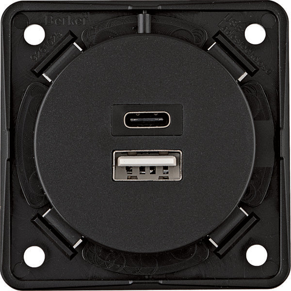 USB-A+C 3A/230V Oplaadcontactdoos 2 Gang Schroefaansluiting - 926202505