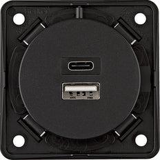 USB-A+C 3A/230V Oplaadcontactdoos 2 Gang Schroefaansluiting - 926202505