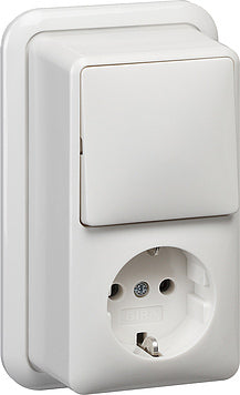 Gira Combischakelaar Contactdoos Wit Opbouw - 017611