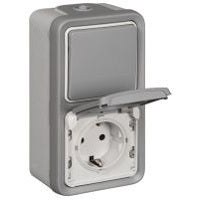 Legrand Plexo IP55 Verticale Schakelaar Stopcontact Combinatie - 069746