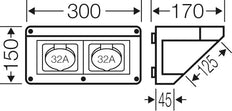 Hensel MI CB 13 IP44 aansluitdoos 2x32A 5P 400V 300mm - Mi CB 13