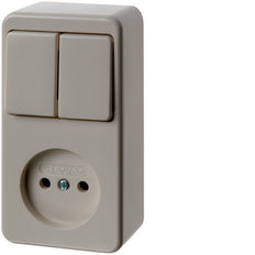Hager Berker Serieschakelaar met contactdoos zonder aardcontact - Oppervlakwit - 61673540