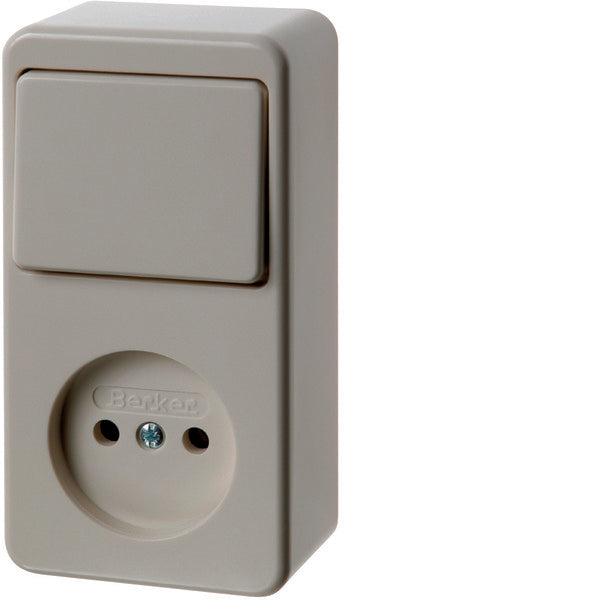 Hager Berker Combinatieschakelaar Contactdoos Zonder Massacontact Wit Oppervlak - 61673640