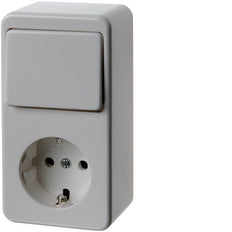 Hager Berker Combination Switch Socket Surface-Mounted Gloss Polar White - 61479649