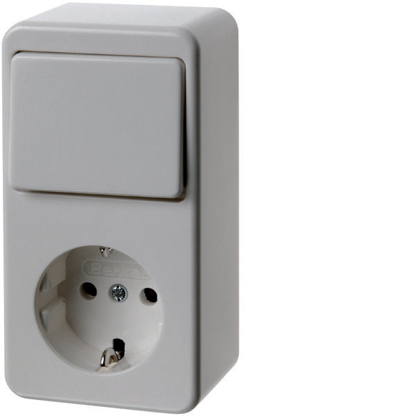 Hager Berker Combischakelaar Contactdoos Opbouw Glans Poolwit - 61479649