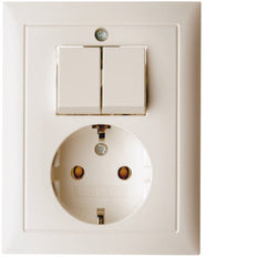 Hager Berker S1 wandcontactdoos met randaarde met afdekplaat glanzend wit - 6143558942
