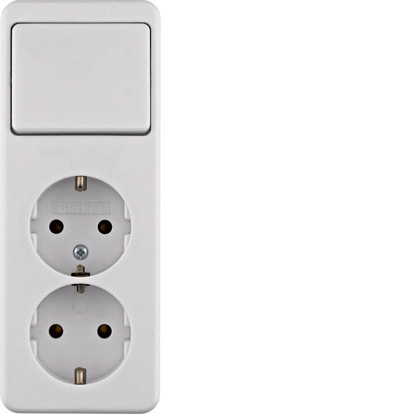 Hager Berker Opbouwschakelaar Combinatie dubbele wandcontactdoos - 61402649