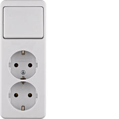 Hager Berker Opbouwschakelaar Combinatie dubbele wandcontactdoos - 61402649