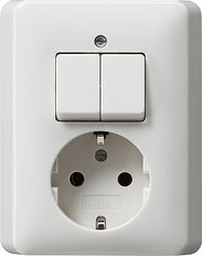 Gira Schakelaar & Wandcontactdoos Combinatie Standaard 55 Puur Wit - 017503