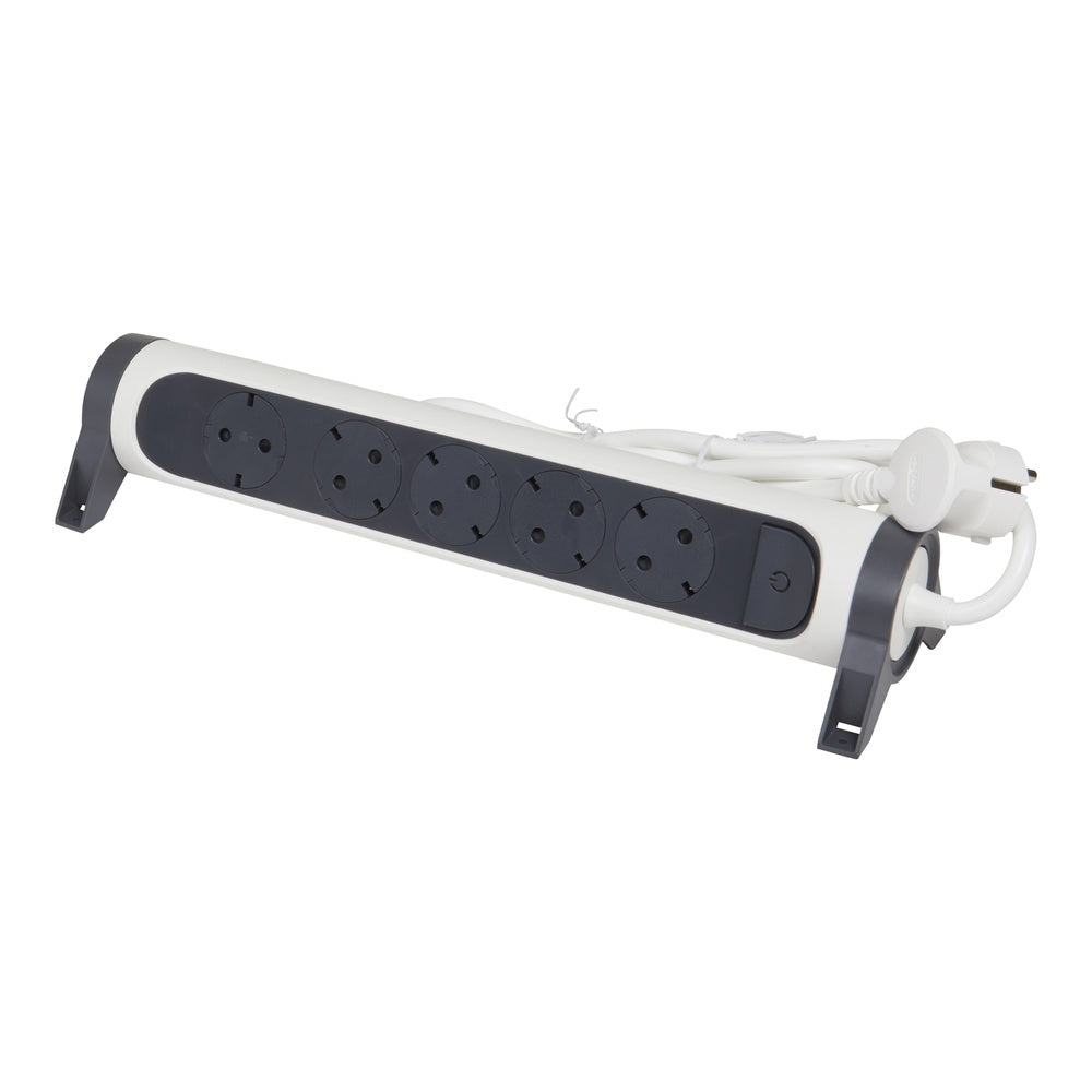 Legrand Premium 5-polige wandcontactdoos met 3m snoer zwart-wit - 694538