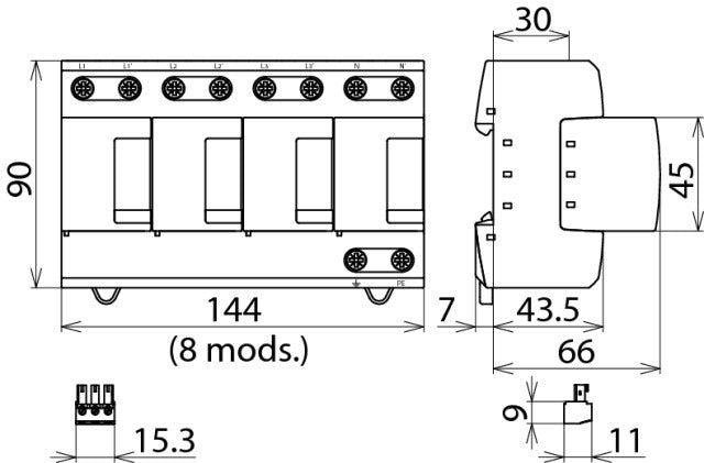 DEHN DV M TNS 255 FM Modulaire Meerpolige Overspanningsbeveiliging - 951405