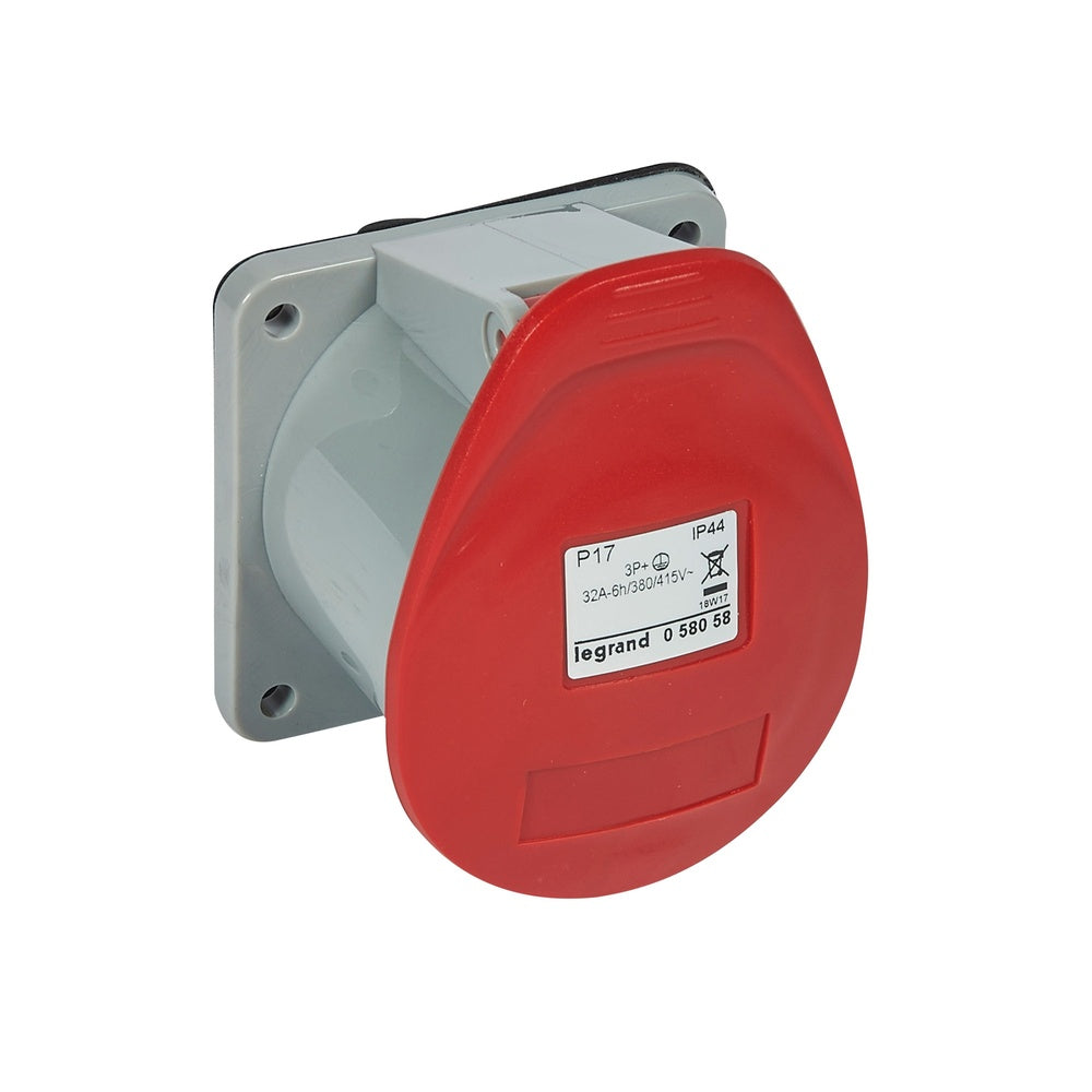 Legrand Inbuilt Socket 400V 32A 4P Straight P17 IP44 - 058058