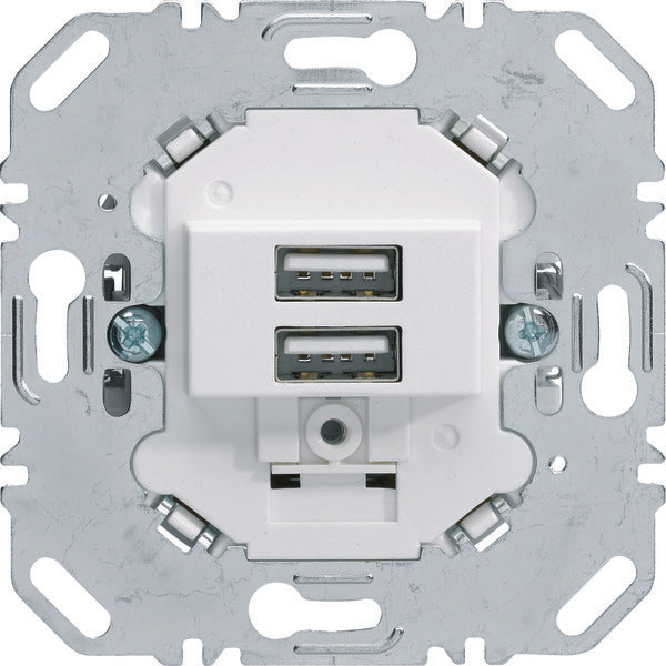 Hager Berker 230V 2-polige USB-laadcontactdoos 3A mat wit - 260209