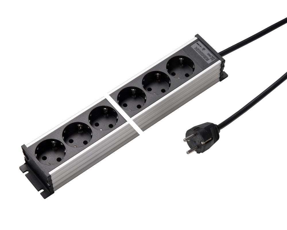 Martin Kaiser Aluminium Power Outlet Strip 10-Way 45 Degrees With Cable - 1302KZL10SW15 [10 Pieces]
