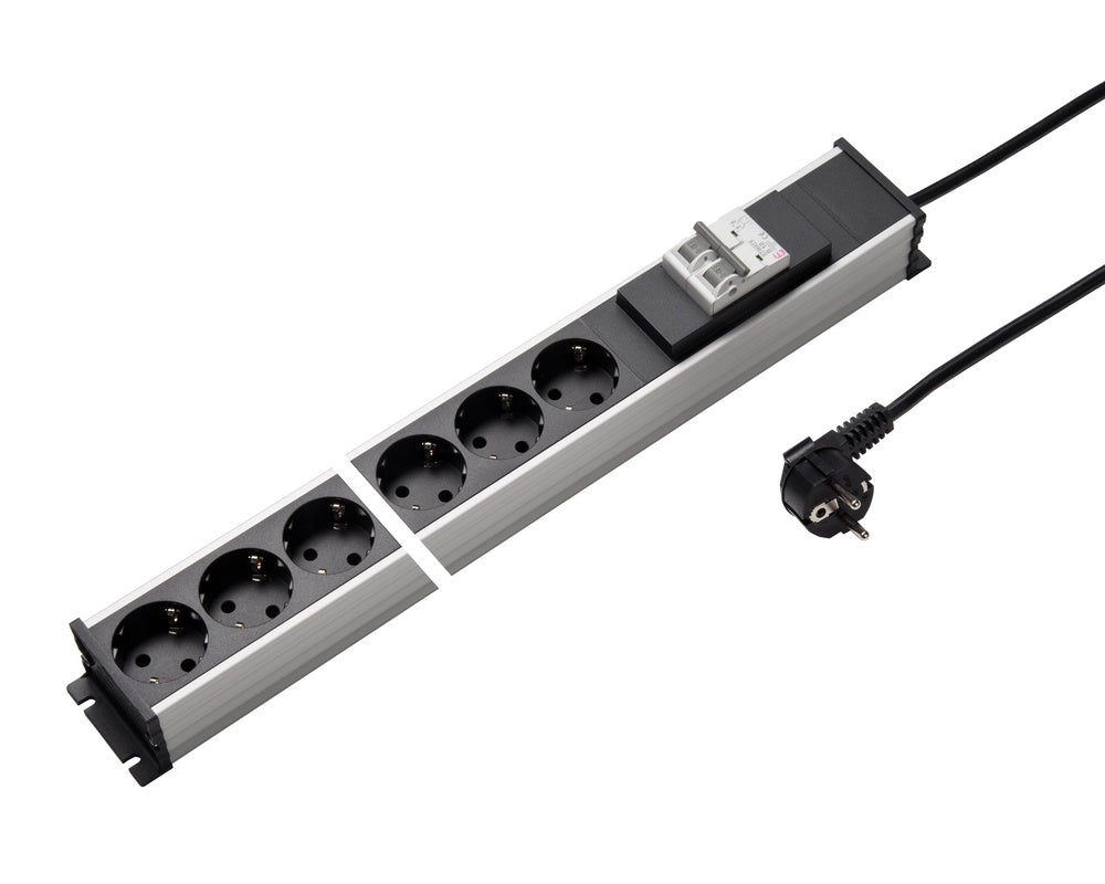 Martin Kaiser 6-Way Aluminum Power Strip with 10A Circuit Breaker 3M Cable - 1336ZL6SW3 [10 Pieces]