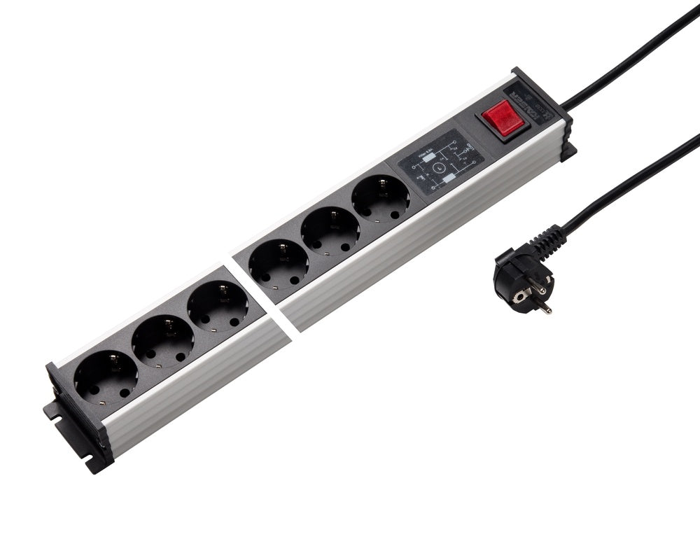 Martin Kaiser Aluminium 6-stopcontactstrip met 3m kabel - 1338ZL6SW3 [10 Stuks]