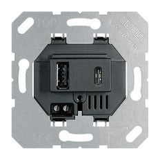 Jung USB Oplaadcontactdoos Type A en C Zwart - USB15CASW