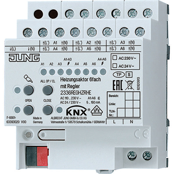Jung KNX verwarming Actor geïntegreerde regelaar 230/24V 6-weg - 2336REGHZRHE
