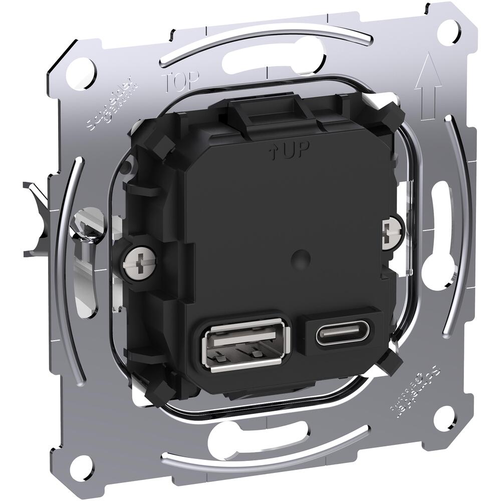 Schneider Merten USB Oplader Type A en C 45W PD - MTN4366-0120