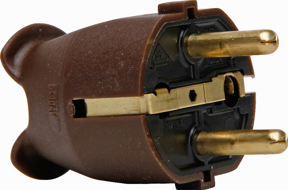 Kopp Grounded Plug RA CEE 7 VII Brown Plastic - 1757.0600.4 [25 Pieces]