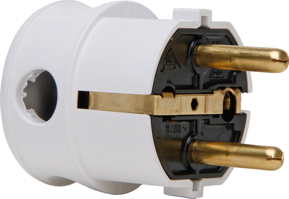 Grounded Plug Side Entry Plastic RA CEE 7 VII White - 178501051 [50 Pieces]