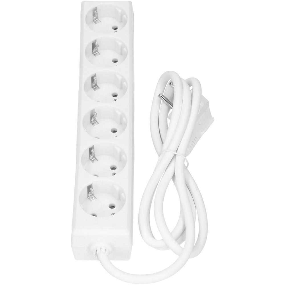 Selly 6x 230V 1,5M Witte Contactdoos Met Geaarde Stekker - 381.241S