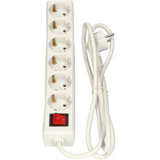 Selly 6x 230V Schakelaarcontactdoos met 1,5m Kabel Wit - 381.244S