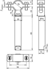 Dehn Geleiderhouder met staaf voor HVI Cond D20-23mm L85mm StSt - 253279