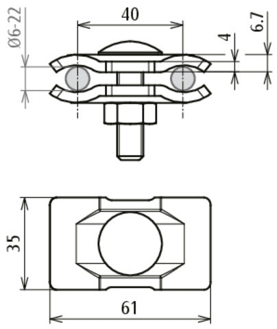 Dehn Parallelkoppeling St Blank Voor Rd 6-22mm PV 6.22 Frm10x40 Stblank - 306121